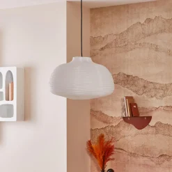 New Abat-jour boule papier NUAGE coloris blanc 21,5 x 45 cm - 4MURS Suspensions