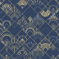 Online Papier peint intissé VALERIA bleu nuit et doré - 4MURS Papiers Peints