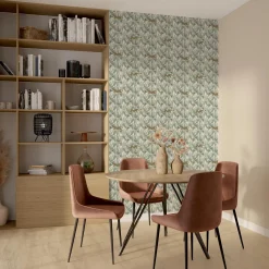 Sale Papier peint intissé FELINDRA vert feuille et doré - 4MURS Papiers Peints