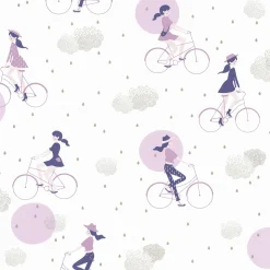 New Papier peint intissé GIRL IN THE SKY coloris mauve - 4MURS Enfant Papiers Peints Enfant|Papiers Peints