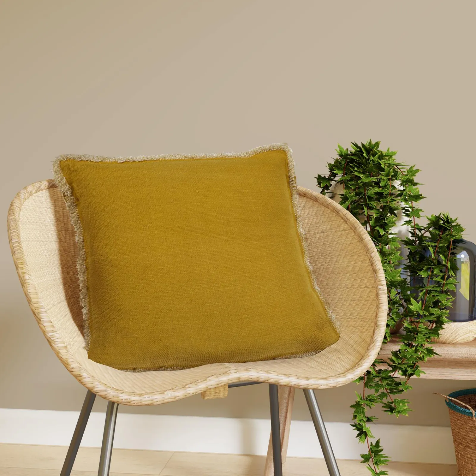 Hot Coussin BURTA coloris moutarde 45 x 45 cm - 4MURS Coussins
