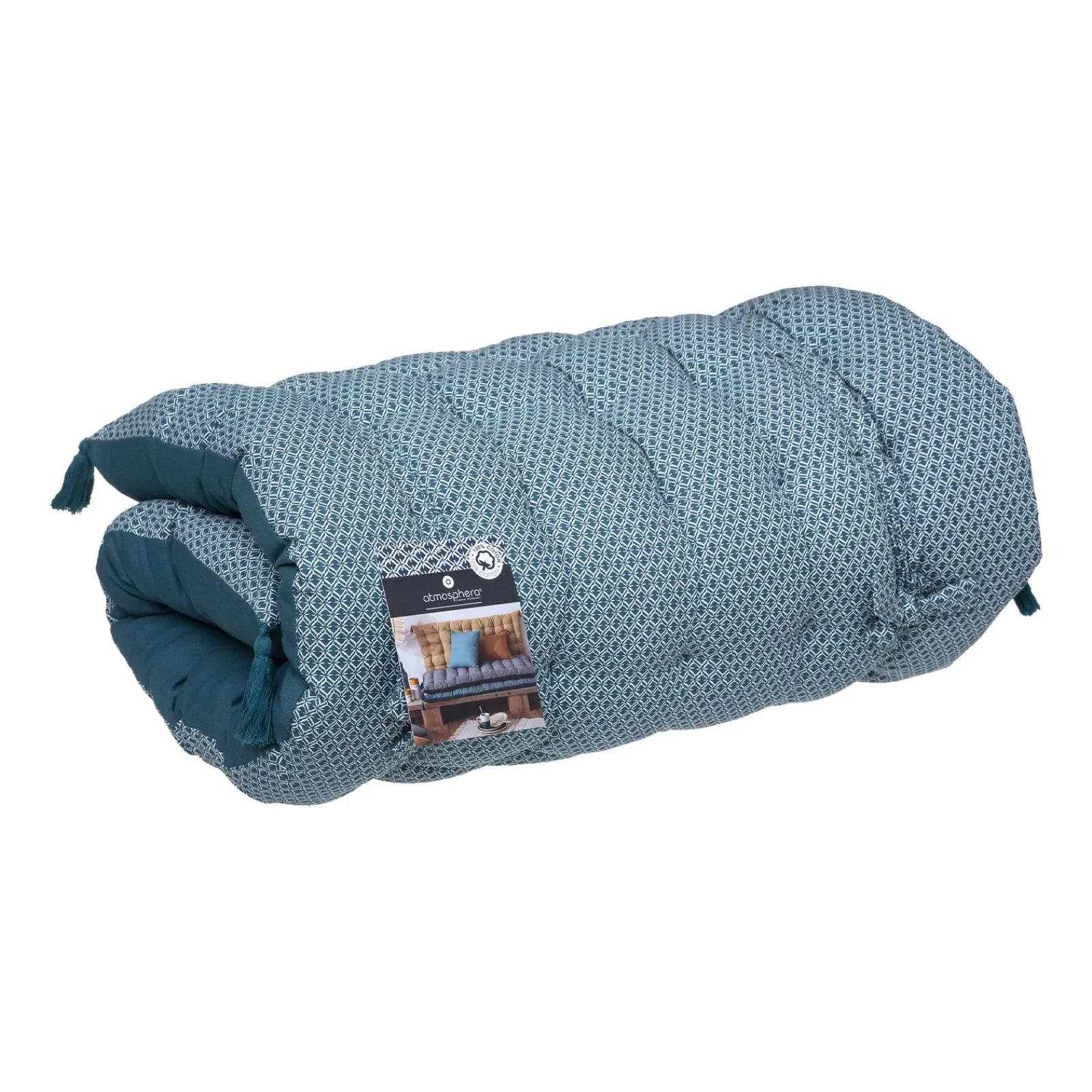 Clearance Coussin de sol OTTO coloris bleu canard 60 x 120 cm - 4MURS Coussins