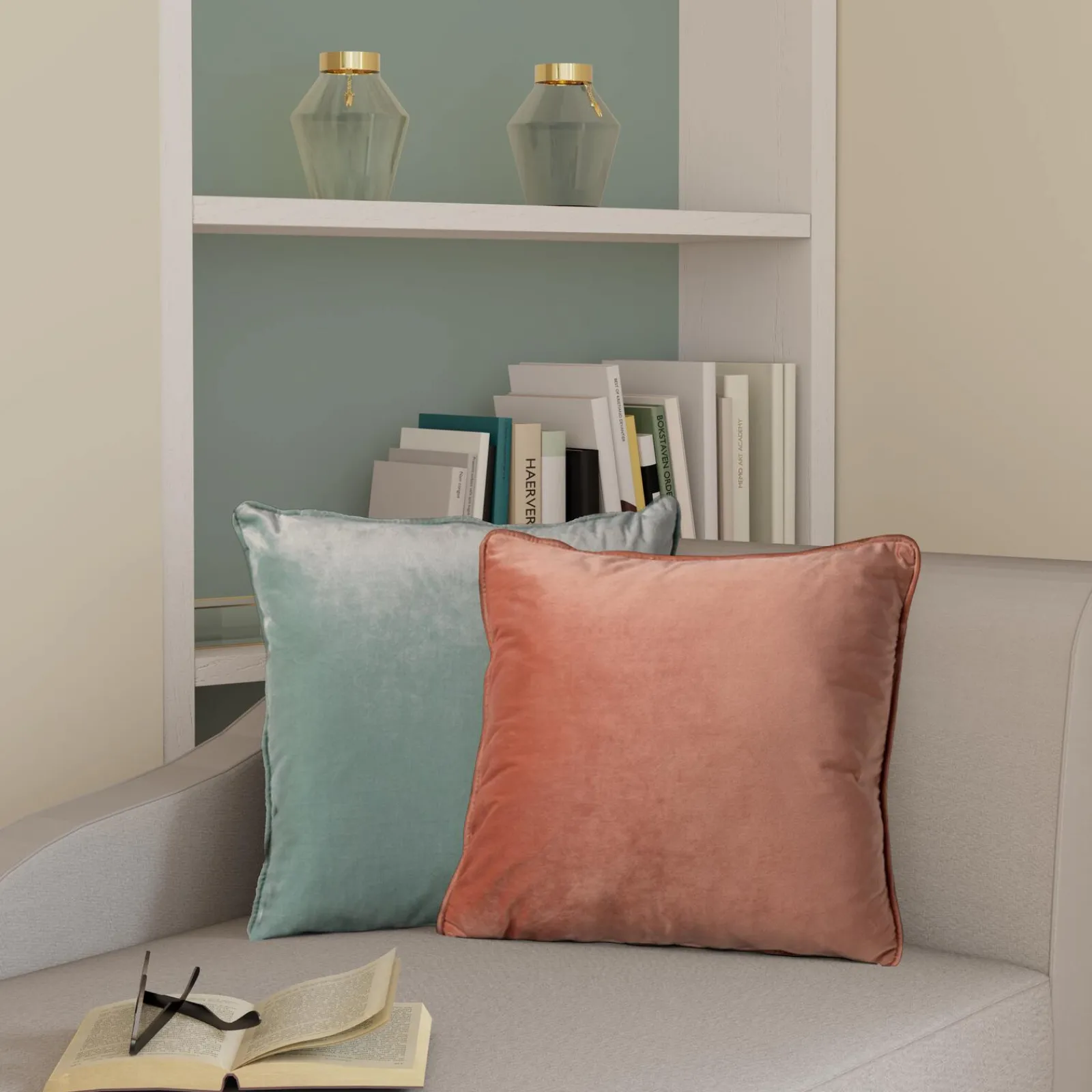Online Coussin FYN coloris nude orangé 60 x 60 cm - 4MURS Coussins