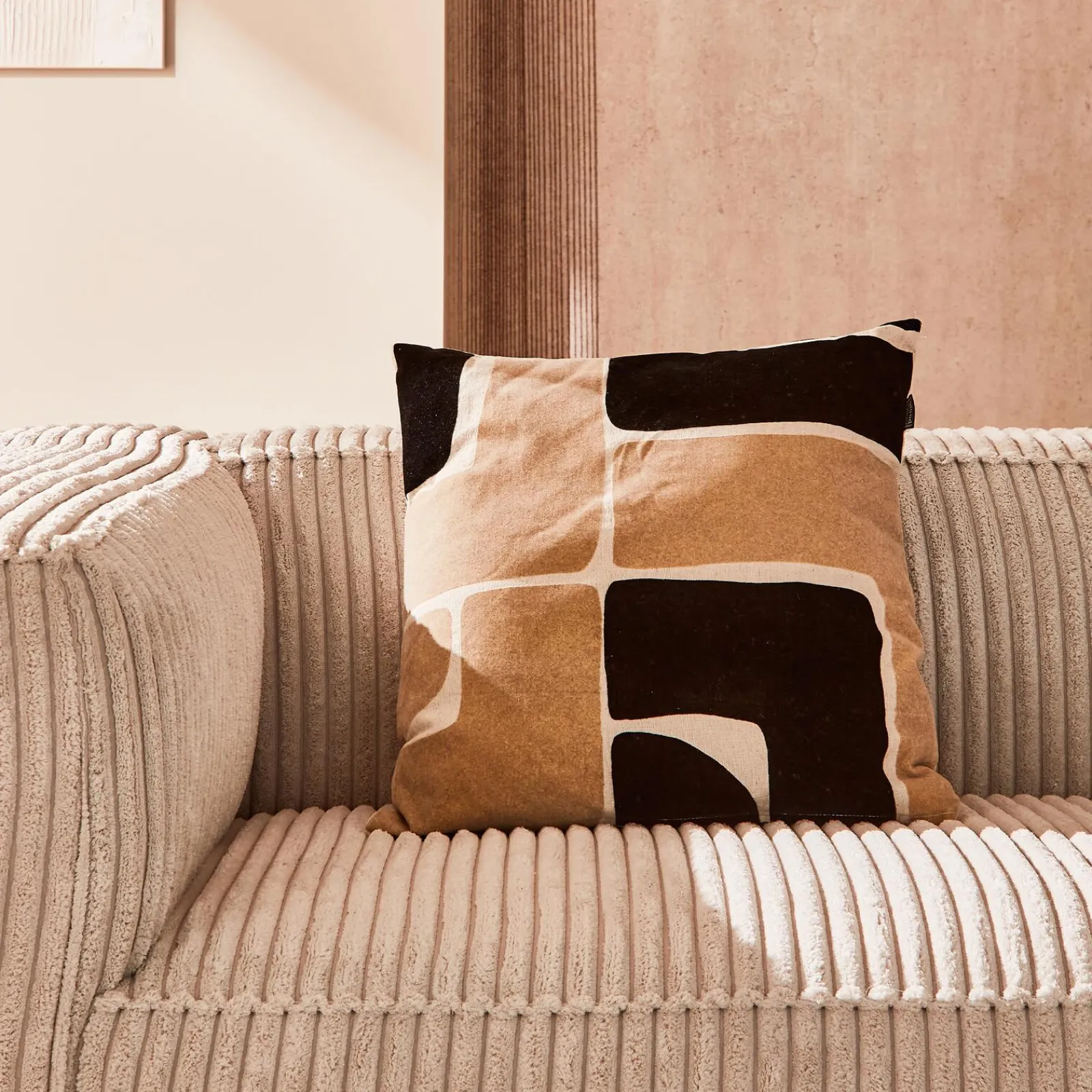 Outlet Coussin KUBU coloris noir/beige 50 x 50 cm - 4MURS Coussins