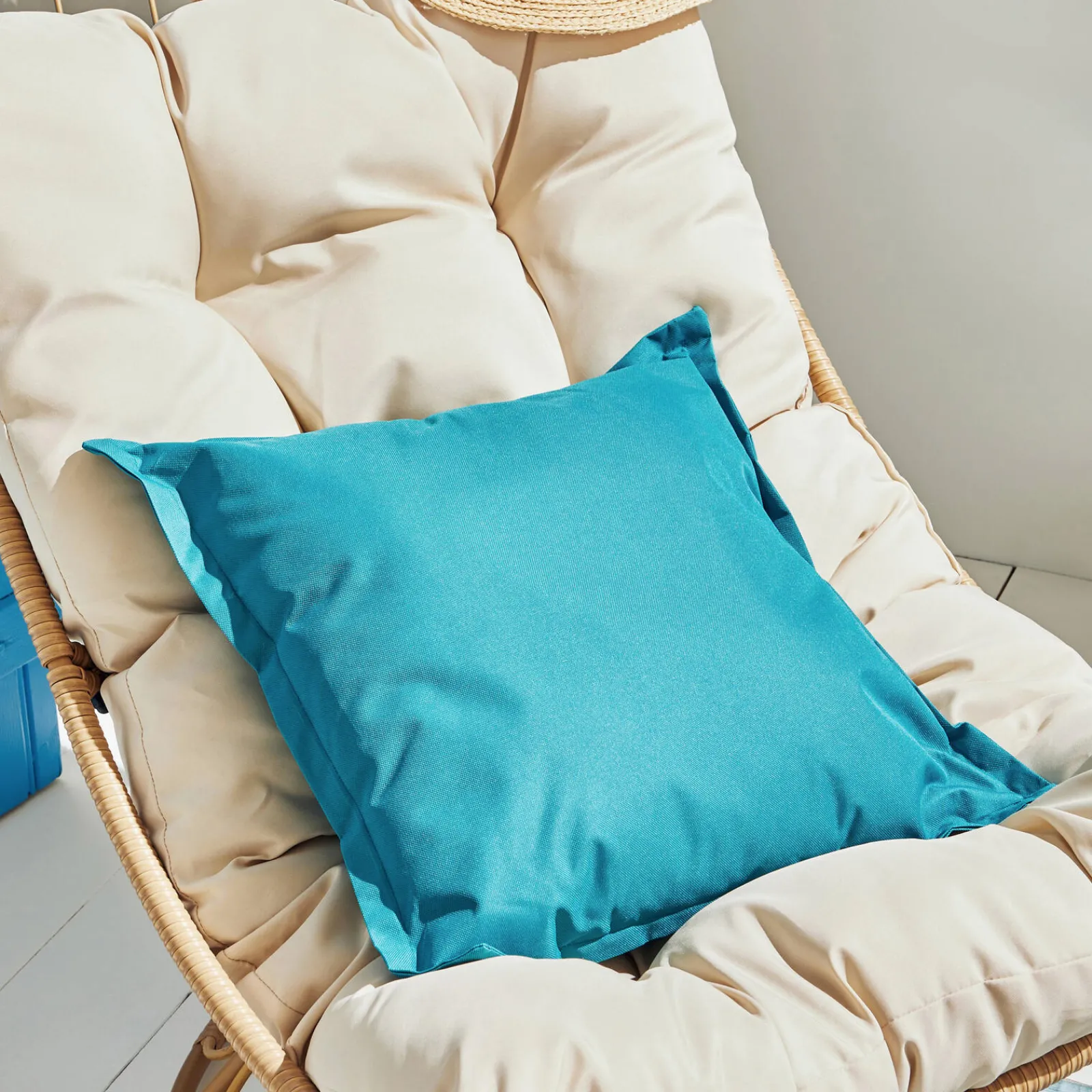 Best Coussin RYA coloris bleu turquoise 50 x 50 cm - 4MURS Coussins