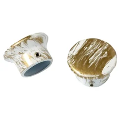 Fashion Embout CERUSITE coloris blanc / doré - 4MURS Voilages, Vitrages, Stores Et Accessoires