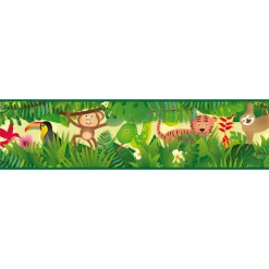 Discount Frise adhésive MUMBA coloris vert tropical - 4MURS Enfant Papiers Peints Enfant|Papiers Peints