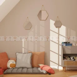 Outlet Frise intissée AIR BALLOON beige taupe, rose et bleu - 4MURS Enfant Papiers Peints Enfant|Papiers Peints