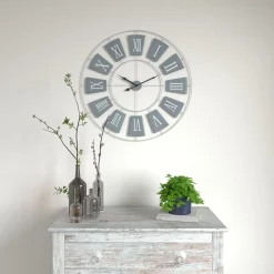 Fashion Horloge en métal NOELIE coloris gris bleu - 4MURS Horloges