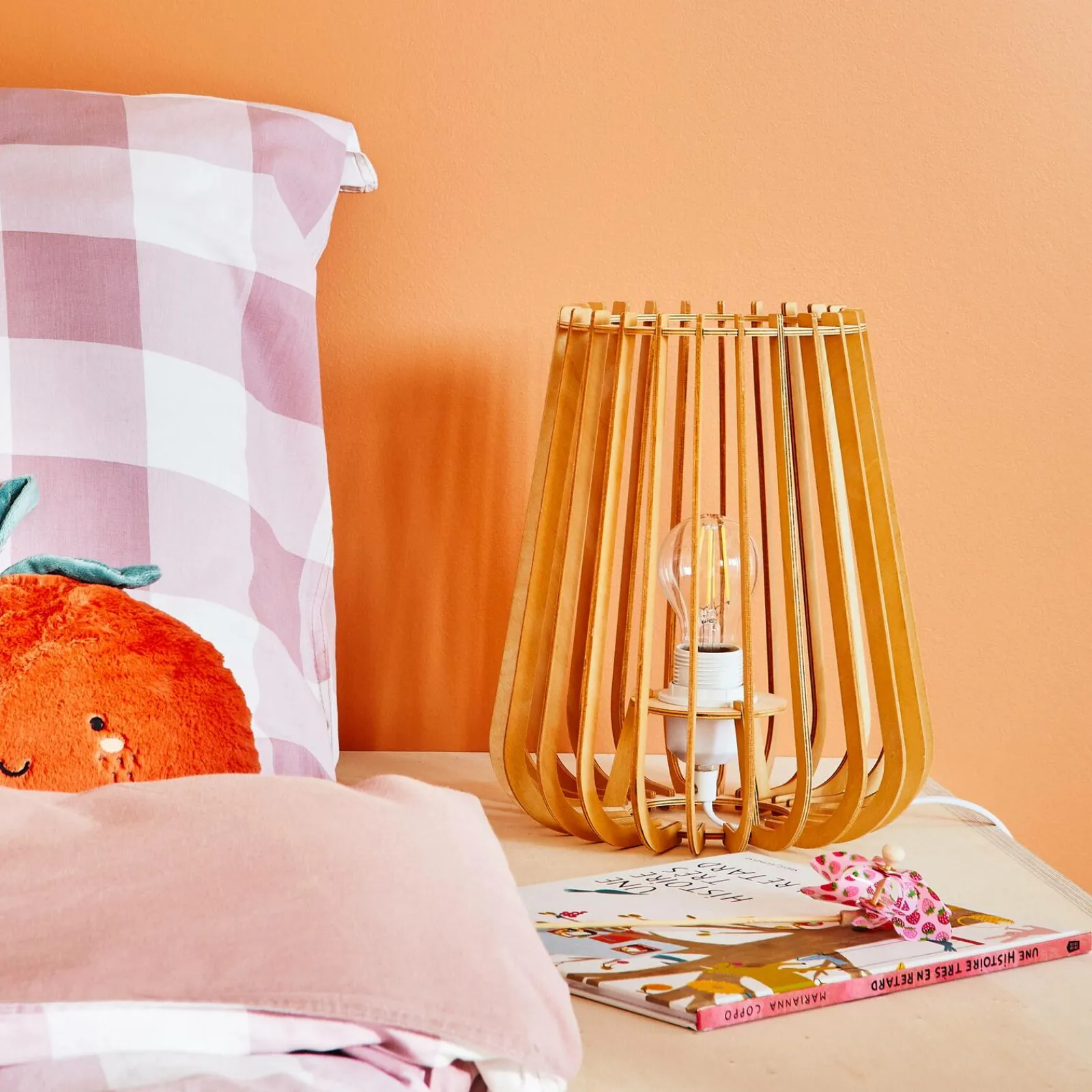 Sale Lampe à poser ELSA coloris bois clair 29 x 25 cm - 4MURS Lampes À Poser