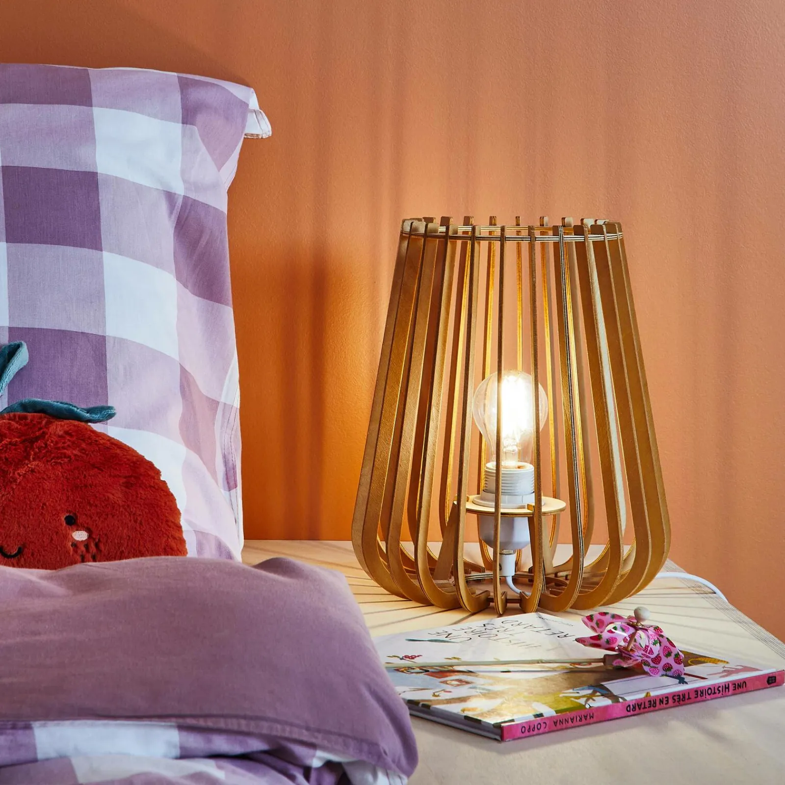 Sale Lampe à poser ELSA coloris bois clair 29 x 25 cm - 4MURS Lampes À Poser