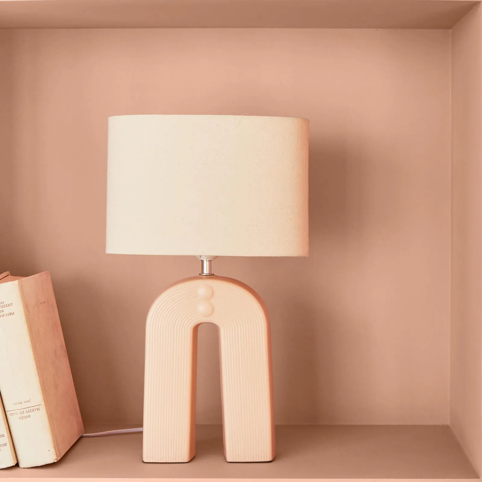 Outlet Lampe à poser OSIRIS coloris beige rosé 44 x 26 cm - 4MURS Lampes À Poser
