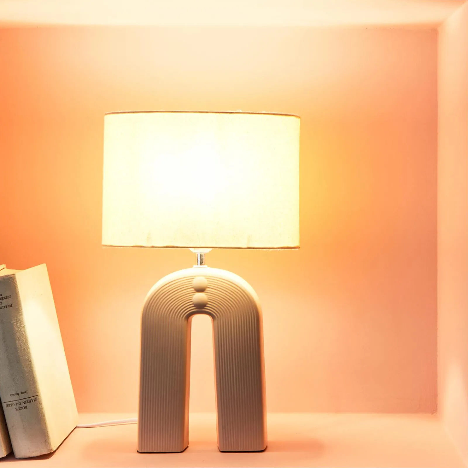 Outlet Lampe à poser OSIRIS coloris beige rosé 44 x 26 cm - 4MURS Lampes À Poser