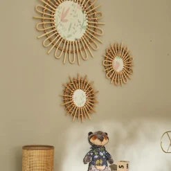 New Miroir en rotin MATAHARI - 4MURS Enfant Déco Murale Enfant|Miroirs