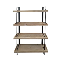 New Etagère en bois INES coloris noir et bois - Meubles De Rangement