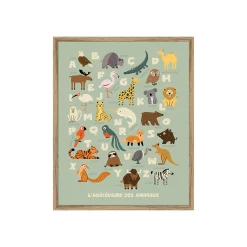 Online Image encadrée ABECEDAIRE LA CARTE DES ANIMAUX vert - Enfant Déco Murale Enfant|Tableaux Et Affiches