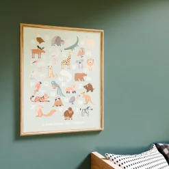 Online Image encadrée ABECEDAIRE LA CARTE DES ANIMAUX vert - Enfant Déco Murale Enfant|Tableaux Et Affiches