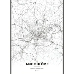 Fashion Image encadrée MAP ANGOULEME 50 x 70 cm - Tableaux Et Affiches