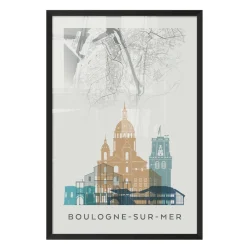Fashion Image encadrée MAP BOULOGNE SUR MER 40 x 60 cm - Tableaux Et Affiches