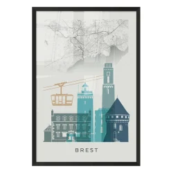 Sale Image encadrée MAP BREST 40 x 60 cm - Tableaux Et Affiches