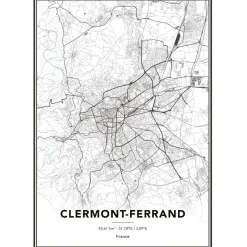 Hot Image encadrée MAP CLERMONT FERRAND 50 x 70 cm - Tableaux Et Affiches