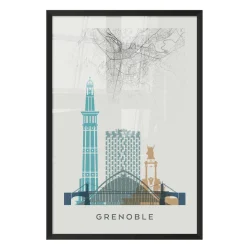 Online Image encadrée MAP GRENOBLE 40 x 60 cm - Tableaux Et Affiches