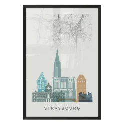 Best Image encadrée MAP STRASBOURG 40 x 60 cm - Tableaux Et Affiches