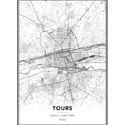 Discount Image encadrée MAP TOURS 50 x 70 cm - Tableaux Et Affiches
