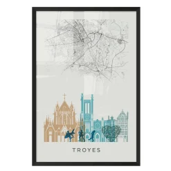 Sale Image encadrée MAP TROYES 40 x 60 cm - Tableaux Et Affiches