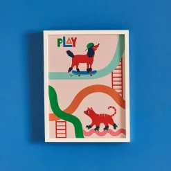 Outlet Image encadrée PLAY coloris multicolore - Enfant Déco Murale Enfant|Tableaux Et Affiches