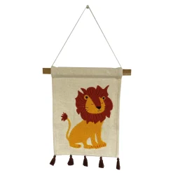 New Kakémono déco LION coloris beige, jaune et orange - Enfant Déco Enfant|Déco Murale Enfant
