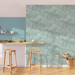Outlet Papier peint intissé AZALÉ coloris bleu océan - Papiers Peints
