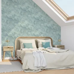 Outlet Papier peint intissé AZALÉ coloris bleu océan - Papiers Peints