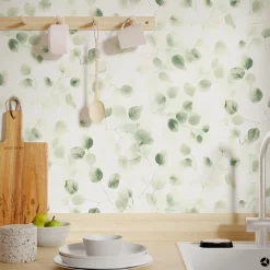 Outlet Papier peint intissé EFFIE coloris vert feuille - Papiers Peints