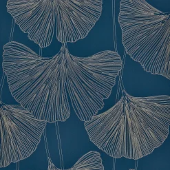 Fashion Papier peint intissé GINKGO coloris bleu nuit - Papiers Peints