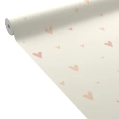 Fashion Papier peint intissé HEARTS vieux rose et beige rosé - Enfant Papiers Peints Enfant|Papiers Peints