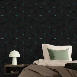 Outlet Papier peint intissé OLEN coloris noir - Papiers Peints