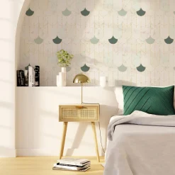 Best Papier peint intissé REBECCA coloris Blanc et vert - Papiers Peints