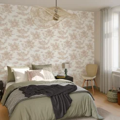 Online Papier peint intissé JOUY coloris beige foncé - Papiers Peints
