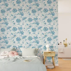 Sale Papier peint intissé AMBROISE coloris bleu acier - Papiers Peints