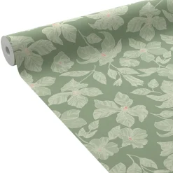 Outlet Papier peint intissé CLEMATITE coloris vert de gris - Papiers Peints