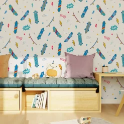 New Papier peint intissé SKATER coloris multicolore - Enfant Papiers Peints Enfant|Papiers Peints