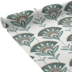Outlet Papier peint intissé PALOMIA coloris vert émeraude - Papiers Peints