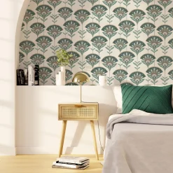 Outlet Papier peint intissé PALOMIA coloris vert émeraude - Papiers Peints