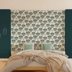 Outlet Papier peint intissé PALOMIA coloris vert émeraude - Papiers Peints
