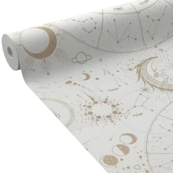 Outlet Papier peint intissé ZODIAC coloris blanc - Papiers Peints