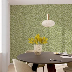 Sale Papier peint intissé LISBET coloris vert mousse - Papiers Peints