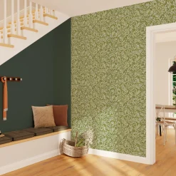 Sale Papier peint intissé LISBET coloris vert mousse - Papiers Peints