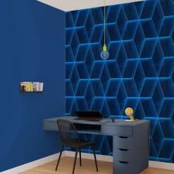 Sale Papier peint intissé ASHTON coloris bleu électrique - Papiers Peints