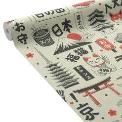 Hot Papier peint intissé KAWAII noir et rouge orangé - Papiers Peints
